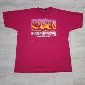 Vintage Venice Beach, Florida Sailboat Graphic Pink Screen Stars Best T-Shirt XL